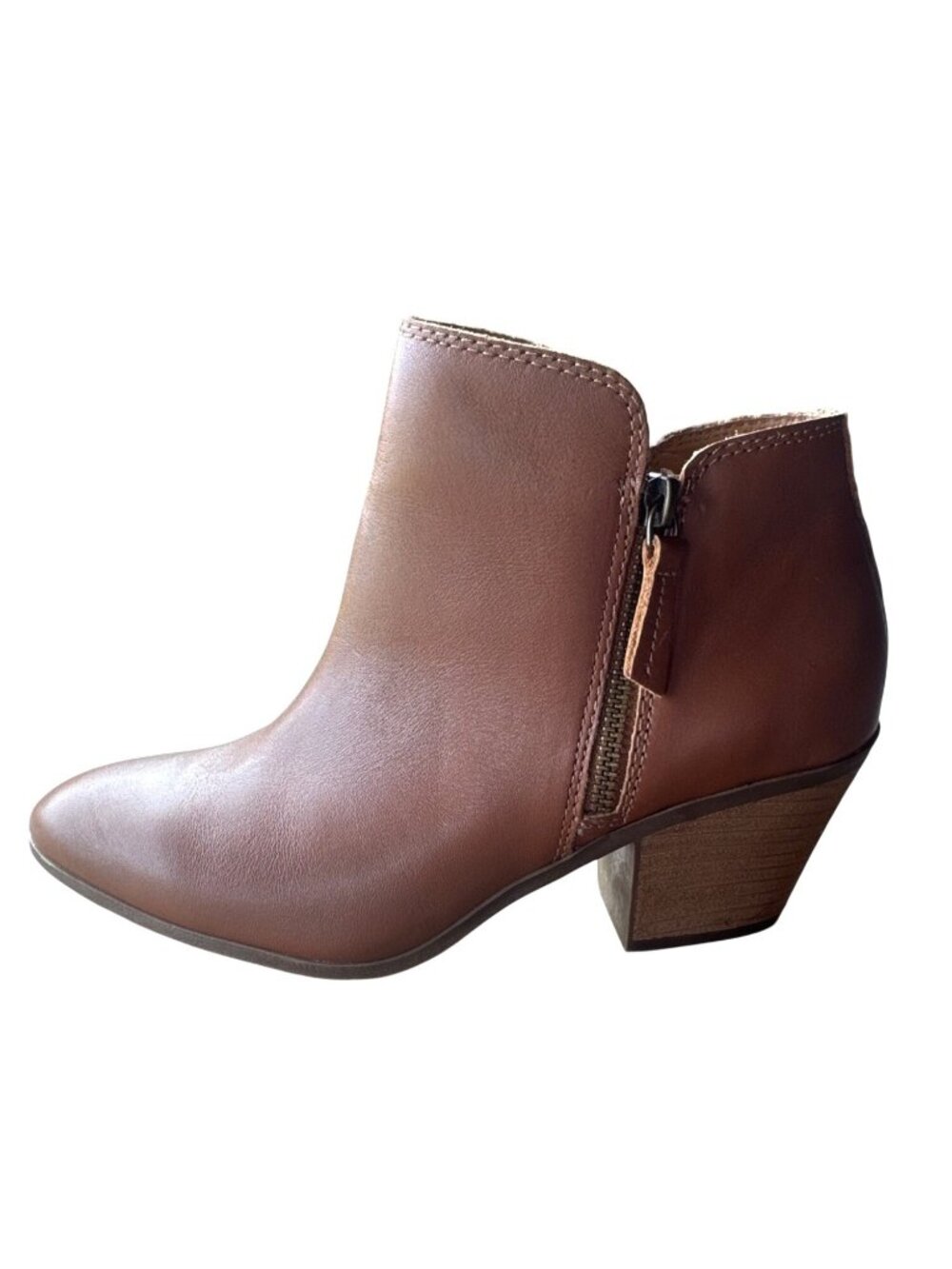 House of Harlow 1960 Rita Leather Ankle Boots Chestnut 8.5M Block Heel Festival